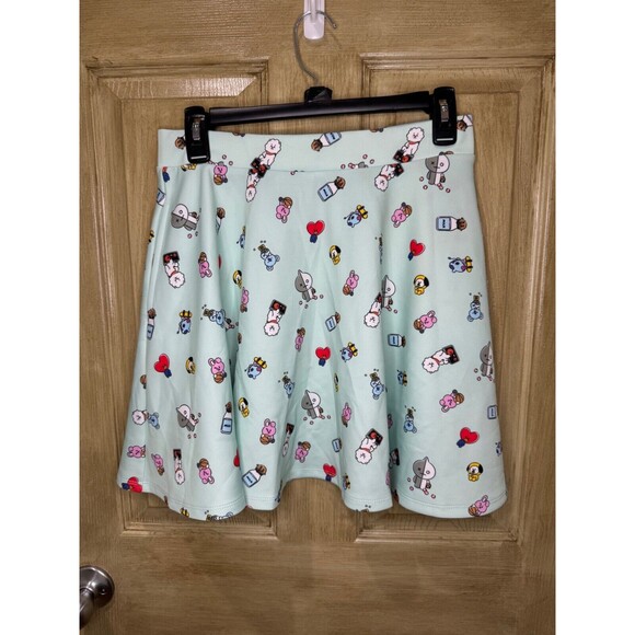 BT21 BTS Skater Skirt Light Blue With Korean Pop Elastic Waist and Pockets S NEW - Picture 1 of 7